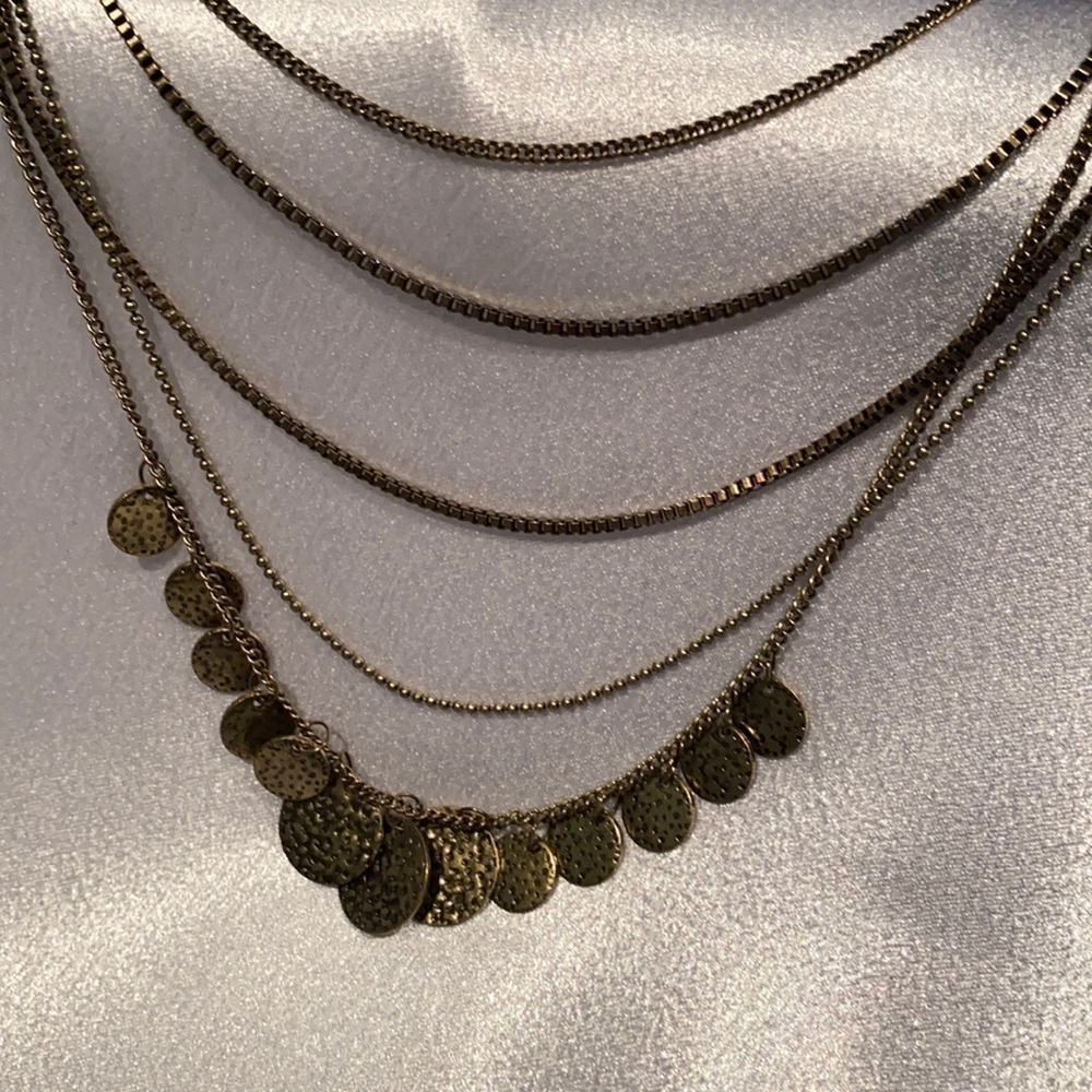 Women’s brass five layer necklace